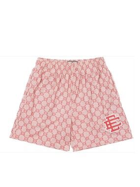 Eric Emanuel Shorts "Gucci Monogram" Sz XL Beige Red Logo Mesh Pockets EE